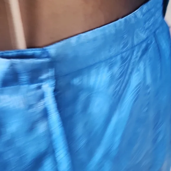 Vintage Blue Silk And Linen Suit Set Floral Paisley Pattern With Sparkly Buttons - Picture 13 of 15